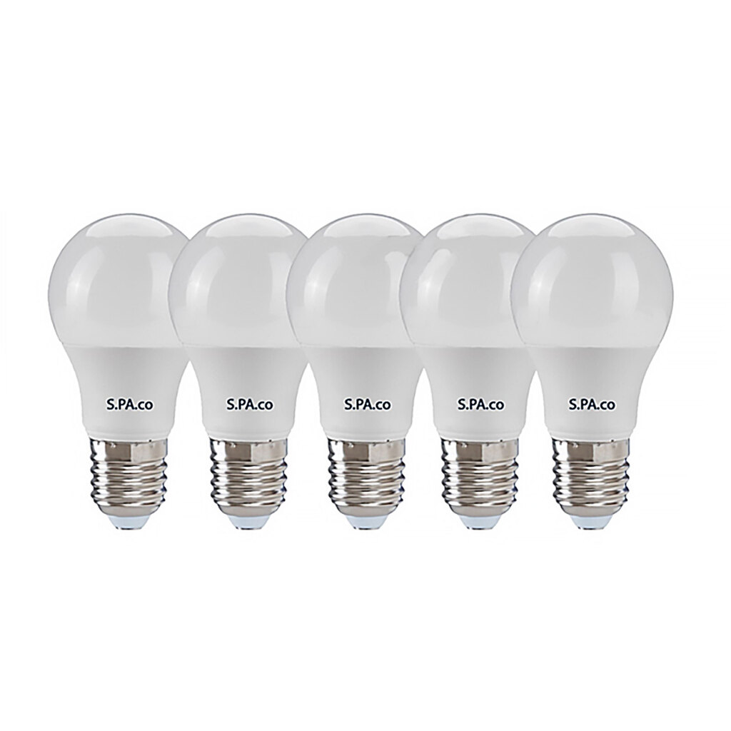 لامپ ال ای دی حبابی 9 وات اسپاکو بسته 5 عددی