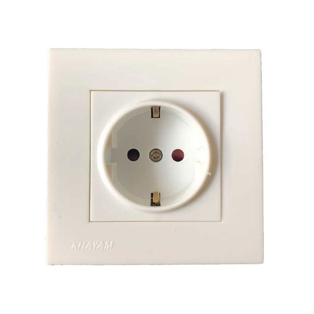 پریز توکار ارت دار مغزی سرامیک خیام الکتریک مدل آرام