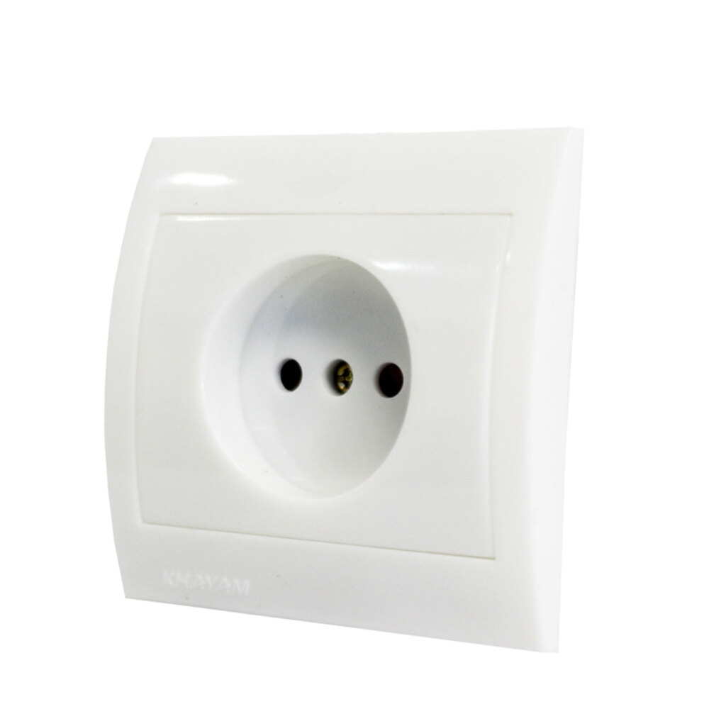 پریز توکار بدون ارت خیام الکتریک با هسته پلی کربنات مدل آریانا