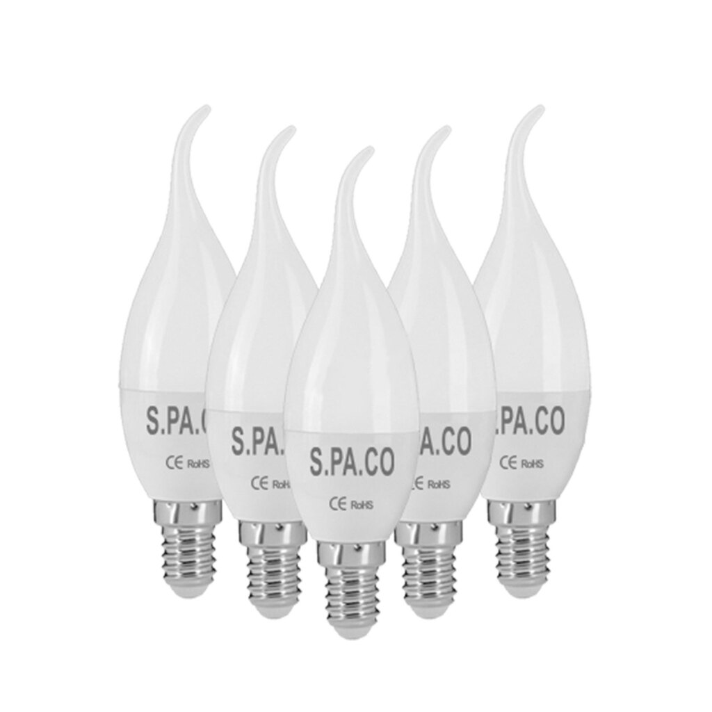 لامپ ال ای دی شمعی اشکی 6 وات اسپاکو بسته 5 عددی