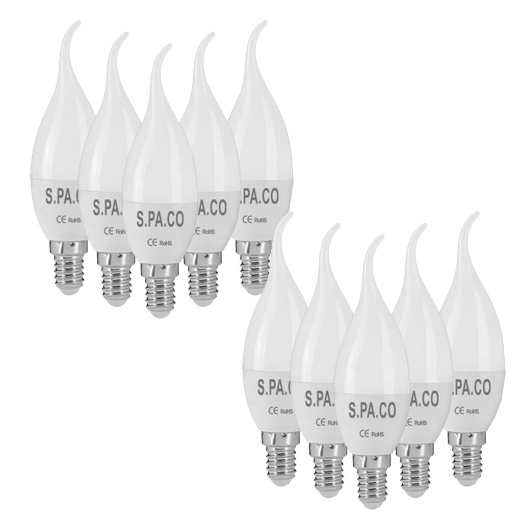 لامپ ال ای دی شمعی اشکی 6 وات اسپاکو بسته 10 عددی