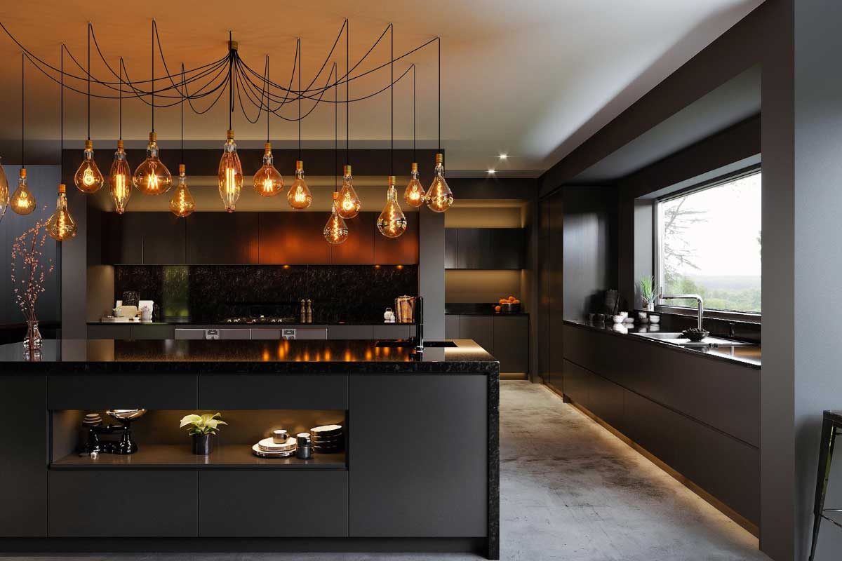 استفاده از لامپ‌های ادیسونی برای تزیین آشپزخانه