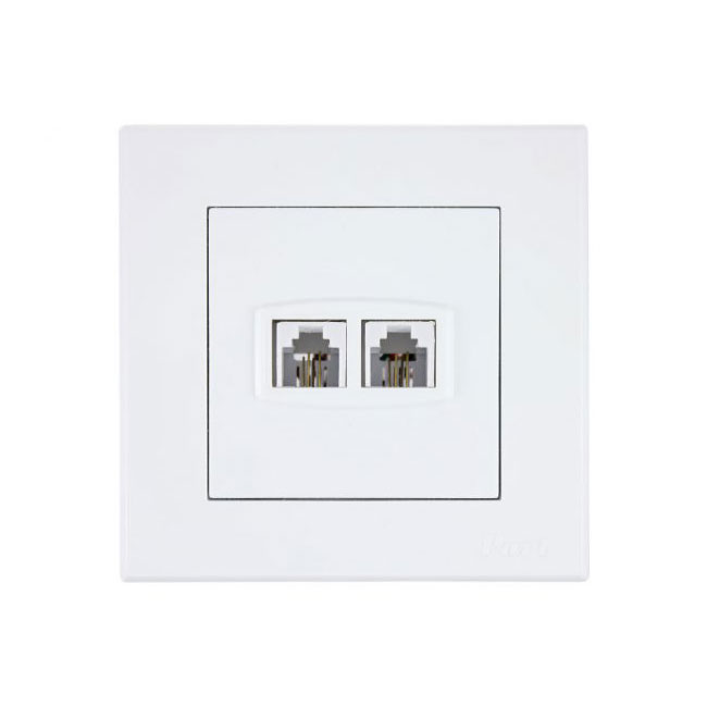 پریز تلفن دو سوکت پارت الکتریک سری تابش مدل 5181