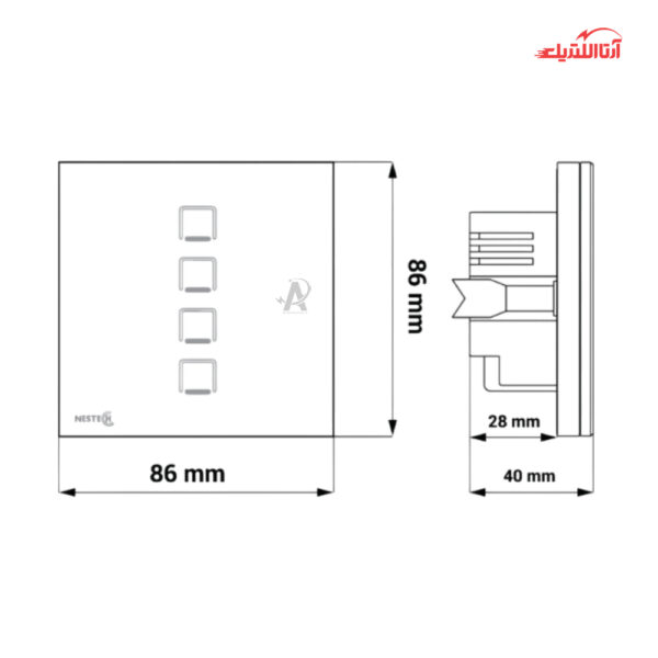 کلید لمسی هوشمند چهار پل RF نستک سری INNOVA کد NE4LS01XG4