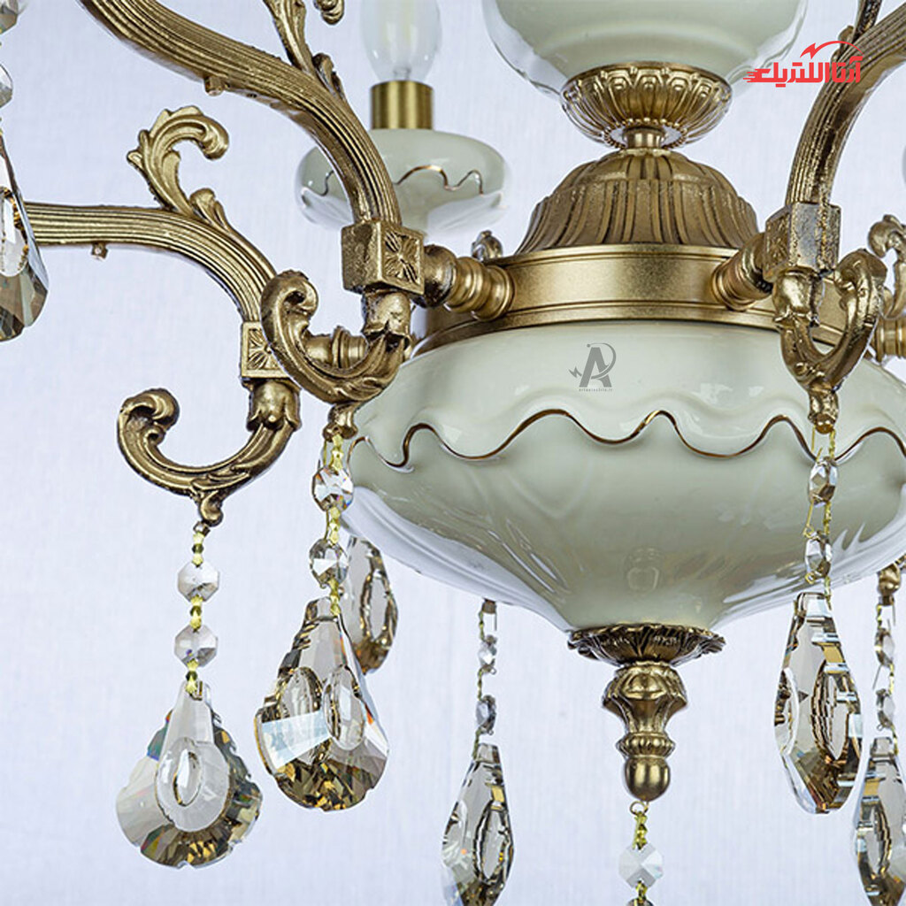 لوستر کلاسیک ۶ شعله چشمه نور کد C3310/6-WT-AO