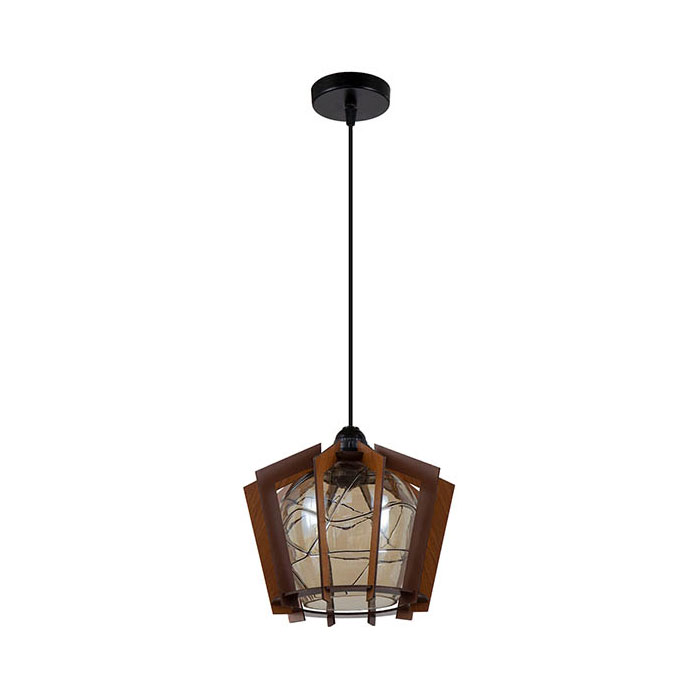 چراغ آویز چوبی چشمه نور کد A1307/1H-BR