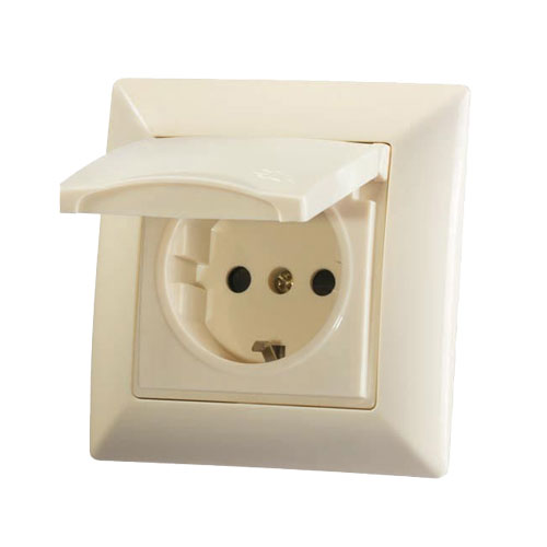 پریز برق ارت دار پشت چینی با درب ایران الکتریک مدل الیزه