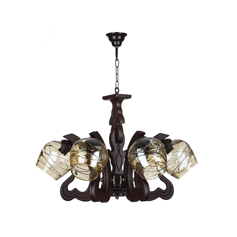 لوستر چوبی ۶ شعله چشمه نور کد G612/6-BR