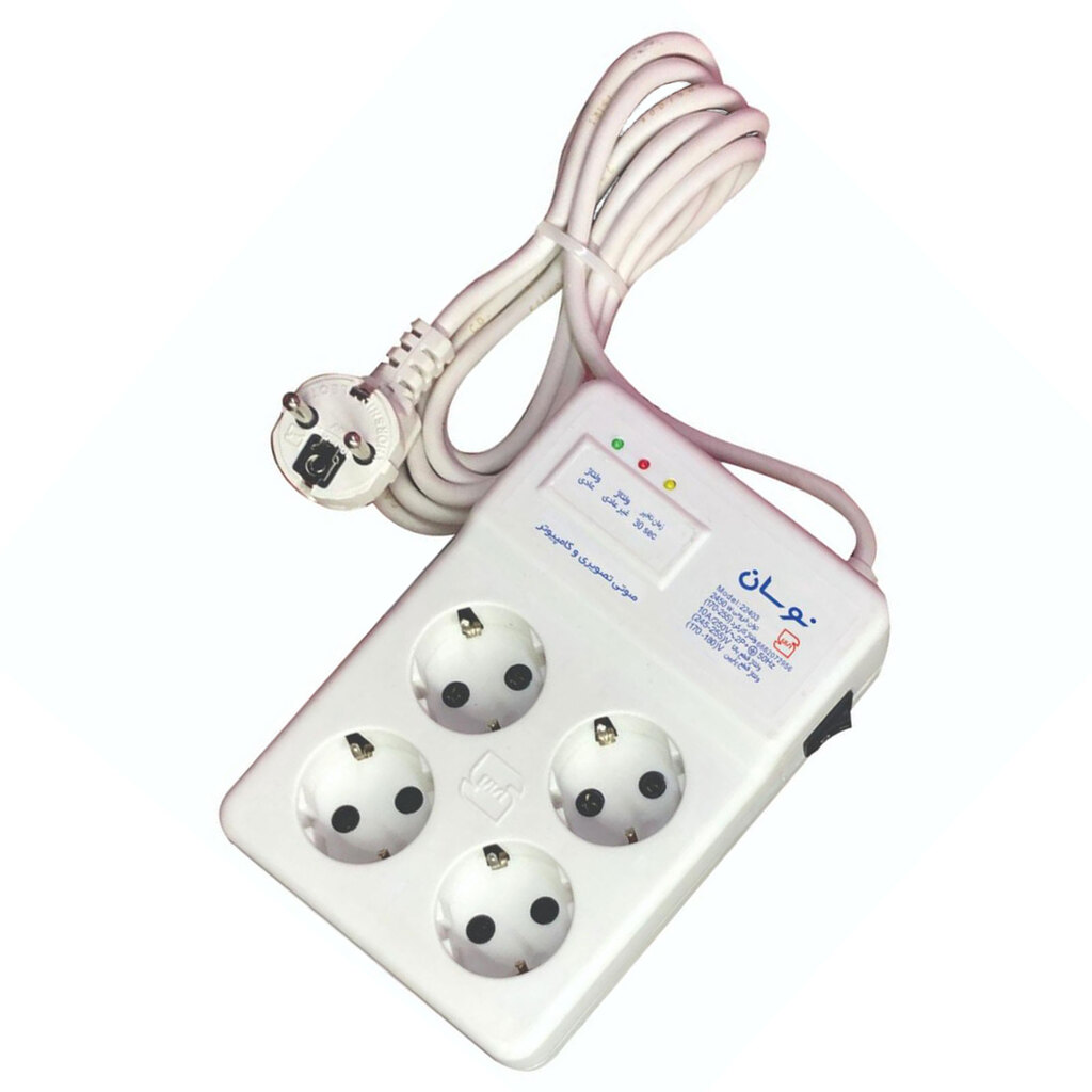 محافظ 4 پریز صوتی و تصویری نوسان الکتریک 22403 کابل 3 متر