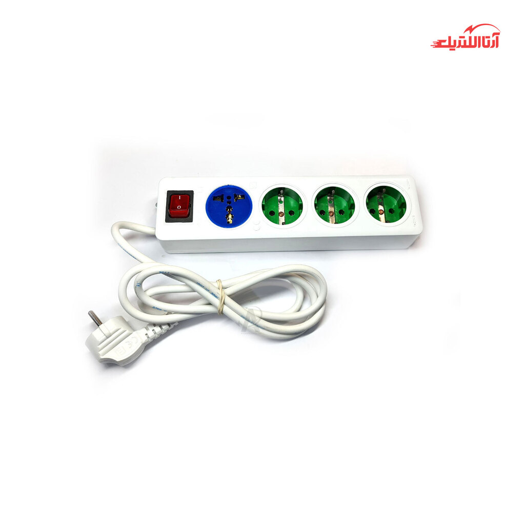 رابط 4 خانه ارت دار فردان الکتریک 32102 مدل مولتی با کابل 2.7 متری