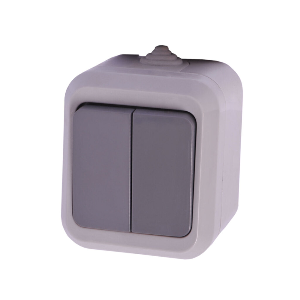 کلید دو پل روکار بارانی IP44 دلند مدل سیلور