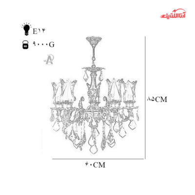 لوستر دایکاست ۵ شعله چشمه نور کد S3543/5A