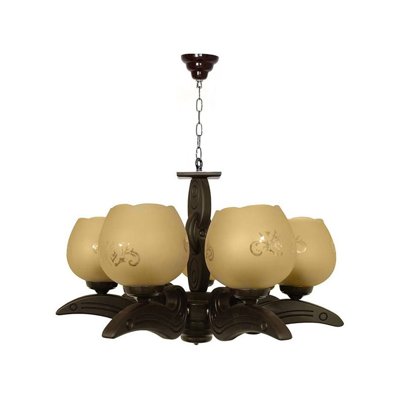 لوستر چوبی ۷ شعله چشمه نور کد G504/7-BR