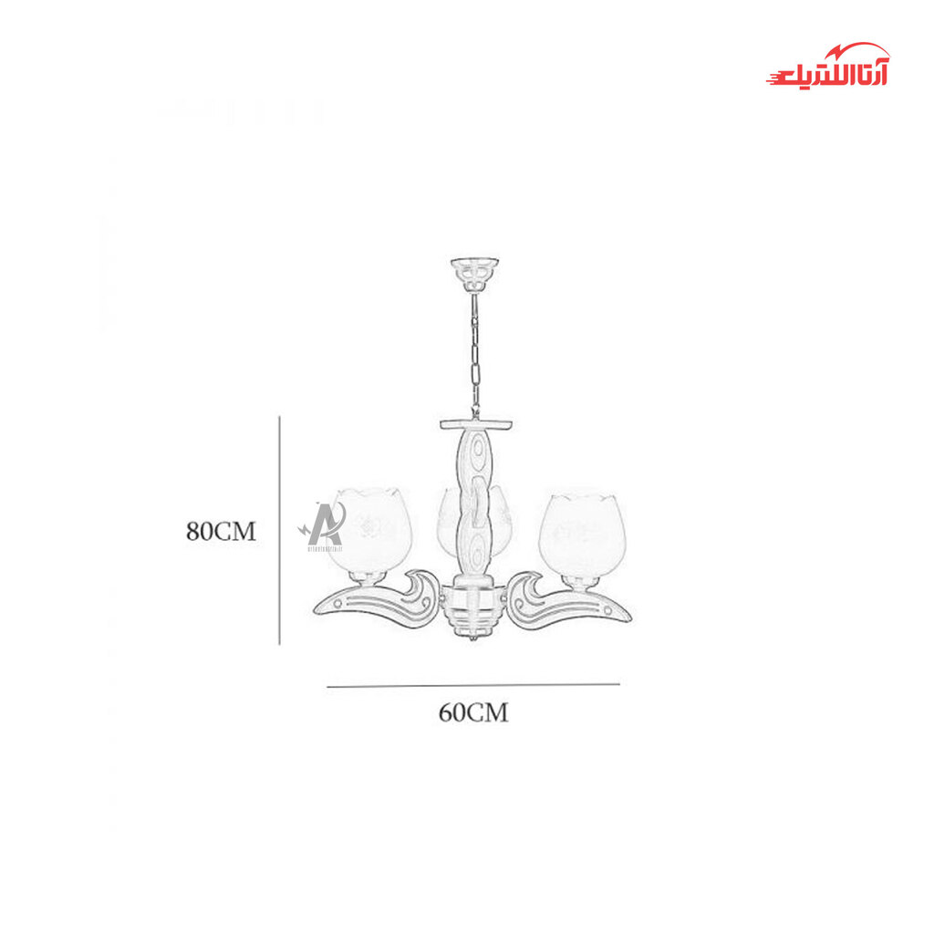 لوستر ۳ شعله چشمه نور کد G504/3-BR