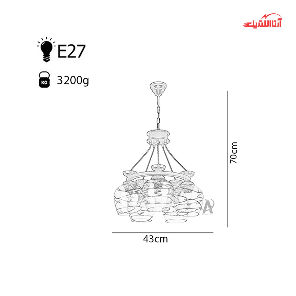 لوستر ۵ شعله چشمه نور کد G575/5