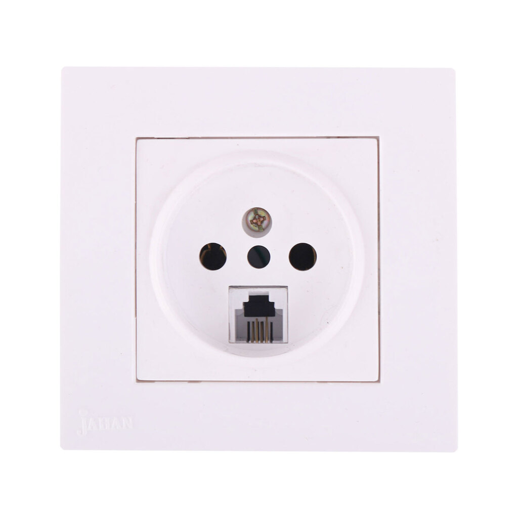 پریز تلفن و سوکت مشترک جهان الکتریک مدل کریستال