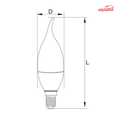 لامپ ال ای دی 6 وات شمعی اشکی پارس شهاب تیپ B سرپیچ E14