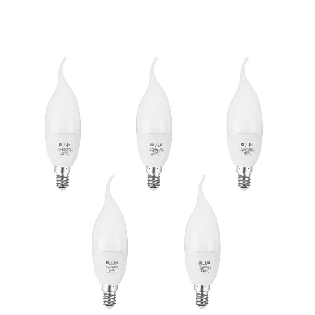 لامپ ال ای دی اشکی 7 وات افراتاب پایه E14 مدل AF-TC37-7W بسته 5 عددی