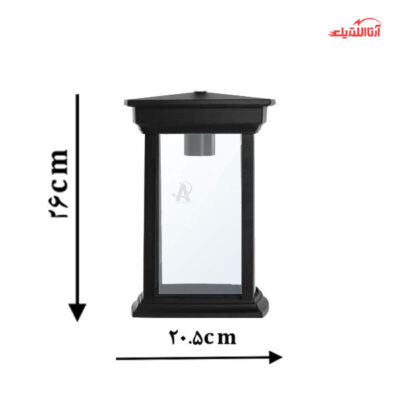 ابعاد و اندازه چراغ چمنی 40 سانت شفق مدل روشان با شیشه ساده کد 1006