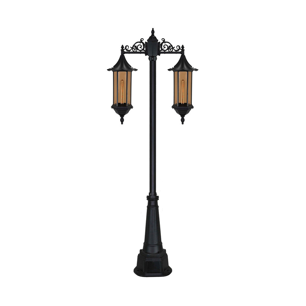 چراغ دوشاخه حیاطی و پارکی پایینی مدل شش ضلعی چتری بلند کد chb-5625 بیتانور