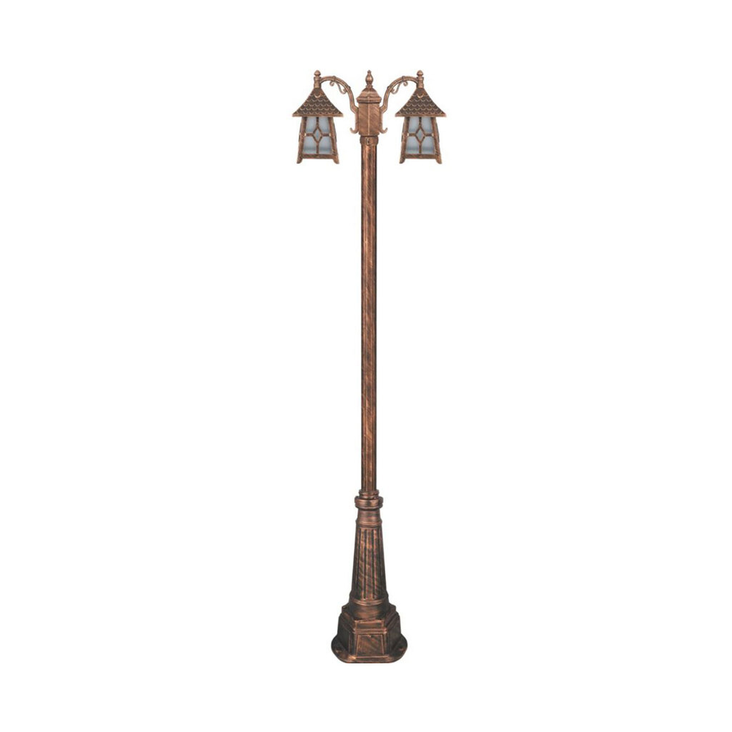 چراغ دوشاخه حیاطی و پارکی تکشیدفام مدل کلبه کد 91215-8321