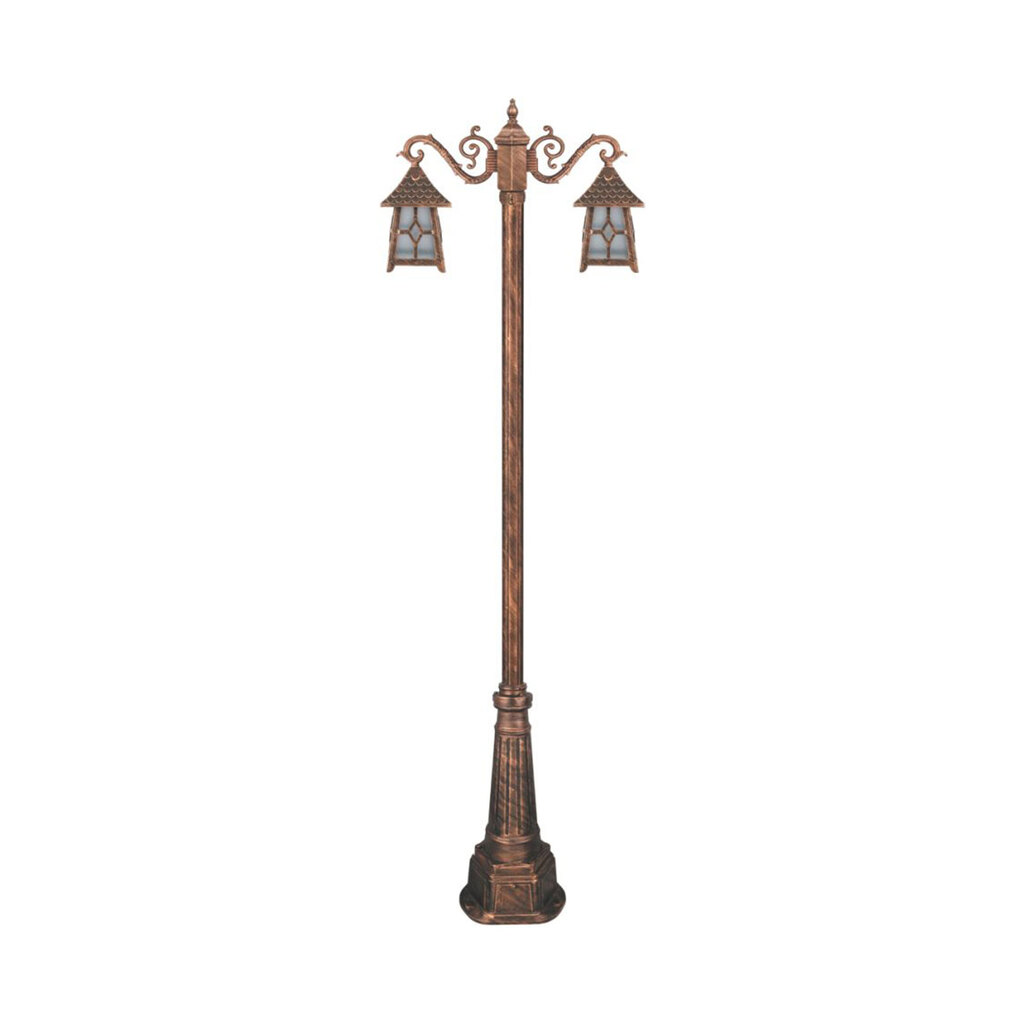 چراغ دوشاخه حیاطی و پارکی تکشیدفام مدل کلبه کد 91215-8322