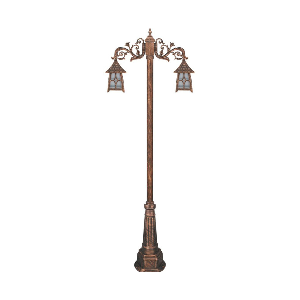 چراغ دوشاخه حیاطی و پارکی تکشیدفام مدل کلبه کد 91215-8324