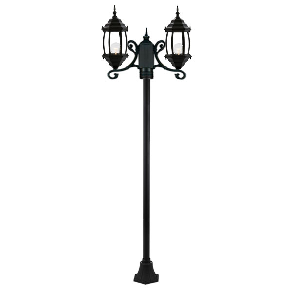 چراغ حیاطی ایستاده دو شاخه شفق با طول 2.6 متر مدل سورنا کد 2619