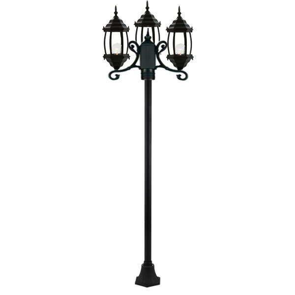 چراغ حیاطی ایستاده سه شاخه شفق با طول 2.6 متر مدل سورنا کد 2623