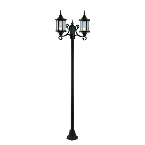 چراغ حیاطی ایستاده دو شاخه شفق با ارتفاع 2.6 متر مدل تینا کد 3919