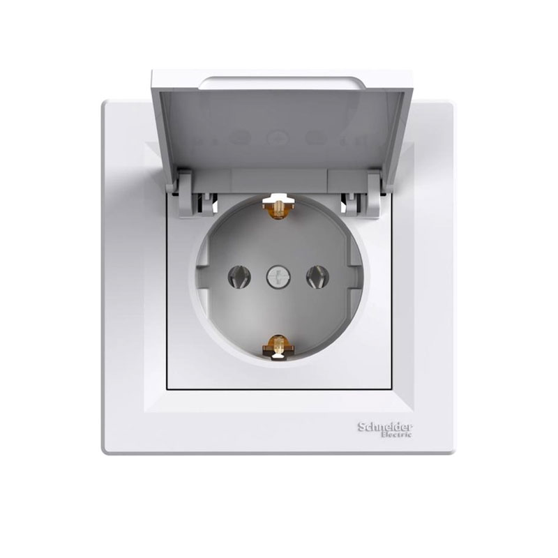 پریز برق ارت دار با درب اشنایدر مدل آسفورا