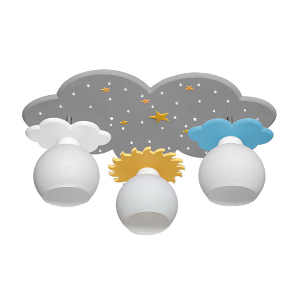 لوستر کودک سه شعله مدل ابری