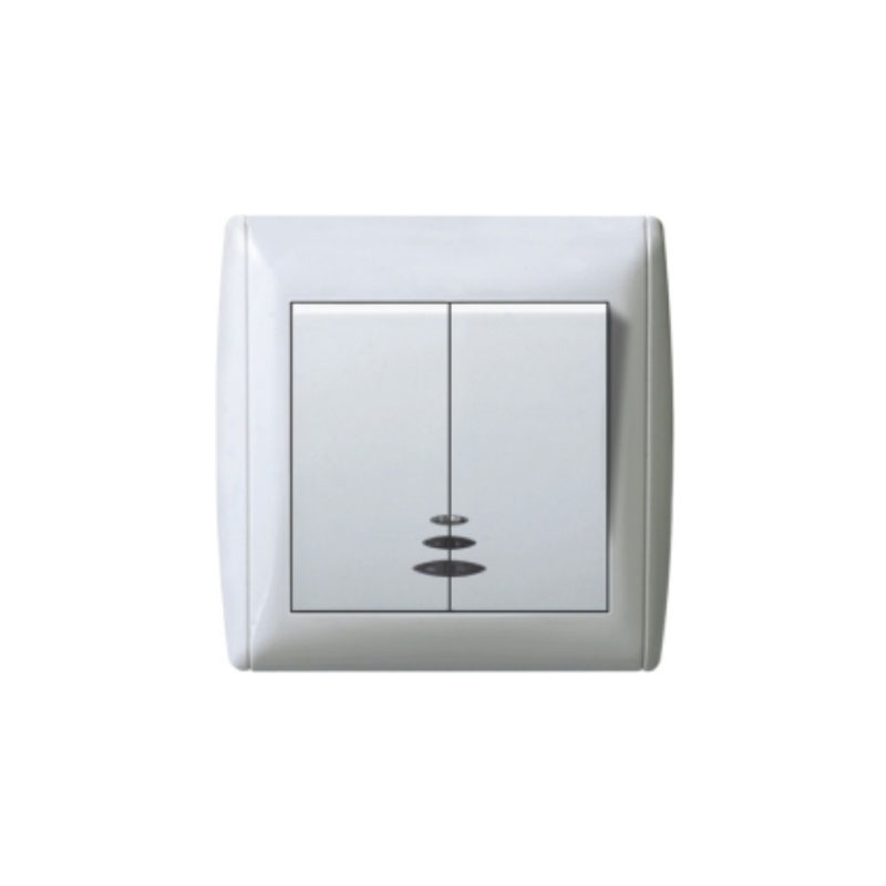 کلید دو پل چراغ‌دار توس الکتریک مدل ژنو