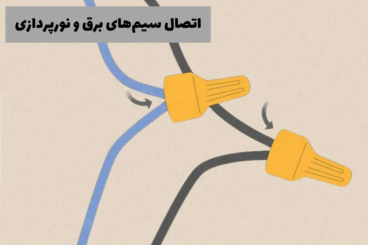 اتصال سیم‌های برق و نورپردازی- حوه اتصال سیم‌ها در نصب پنکه سقفی