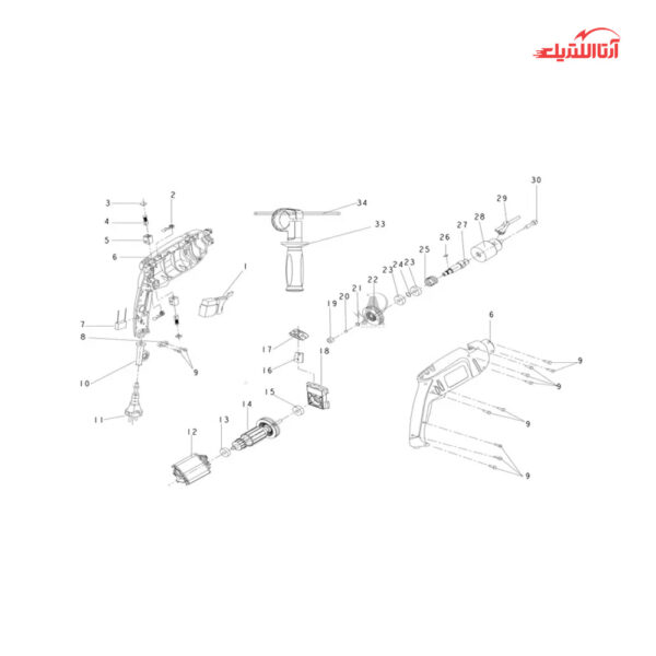 دریل برقی چکشی 13 میلی‌متری رونیکس مدل 2210