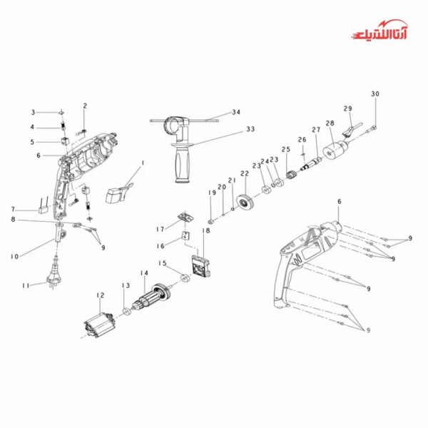دریل برقی چکشی 13 میلی‌متری رونیکس مدل 2210C