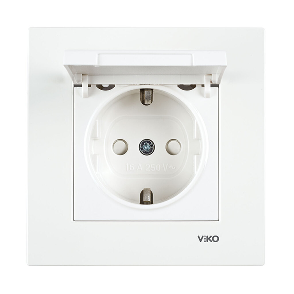 پریز ارت دار توکار دربدار با محافظ کودک ویکو مدل کاره