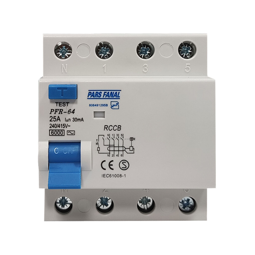 کلید محافظ جان سه فاز همراه نول 25 آمپر پارس فانال مدل 25A-6K