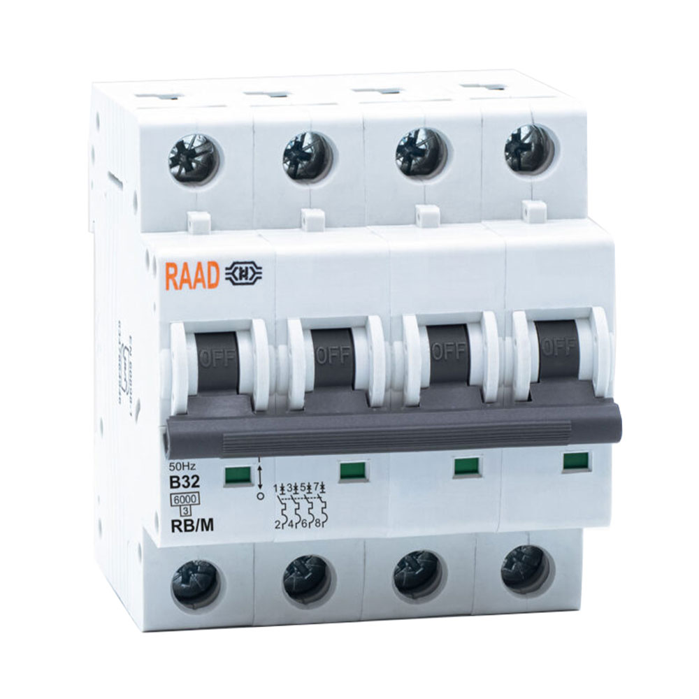 کلید مینیاتوری 4 پل 32 آمپر RB-M-4P-B32-6KA رعد