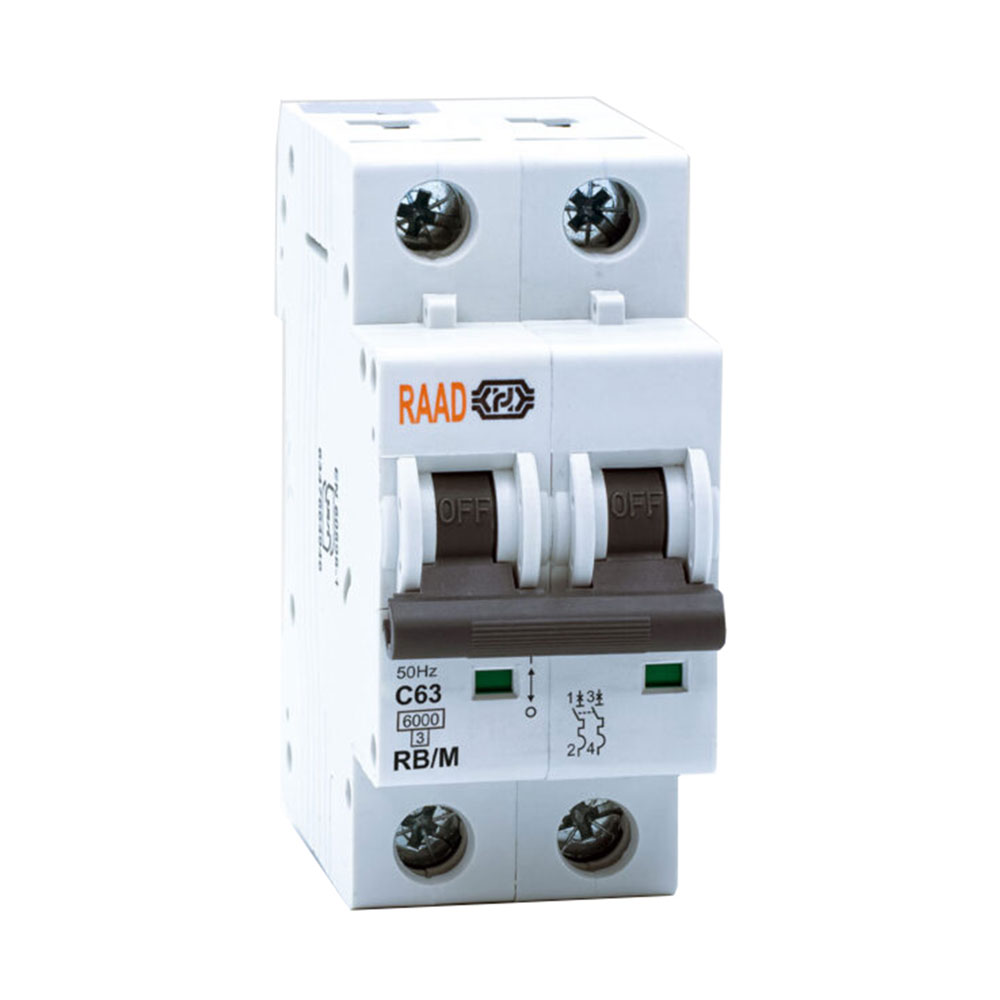 کلید مینیاتوری 1 پل + نول 63 آمپر RB-MN-1P-N-C63-6KA رعد