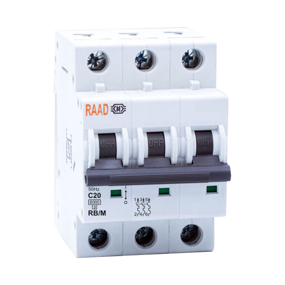 کلید مینیاتوری 3 پل 20 آمپر RB-M-3P-C20-6KA رعد
