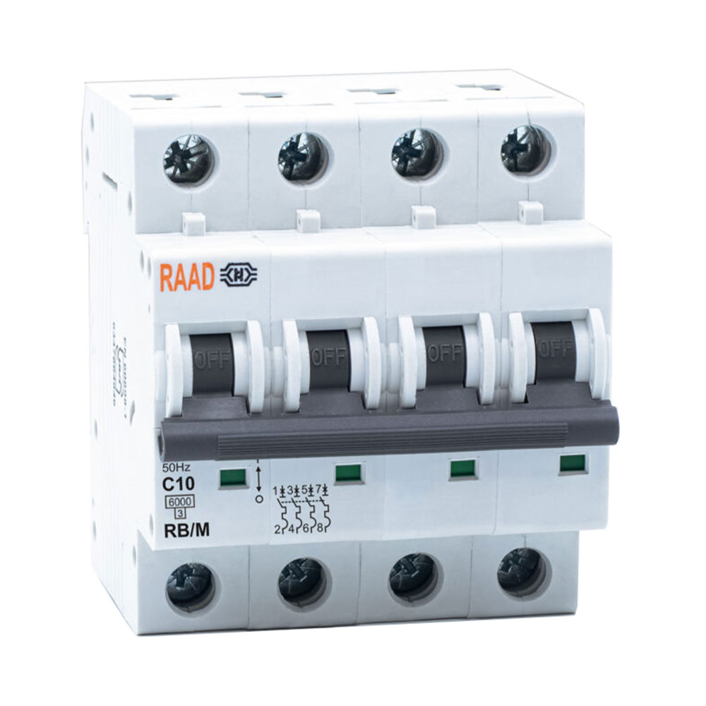 کلید مینیاتوری 4 پل 10 آمپر RB-M-4P C1006kA رعد