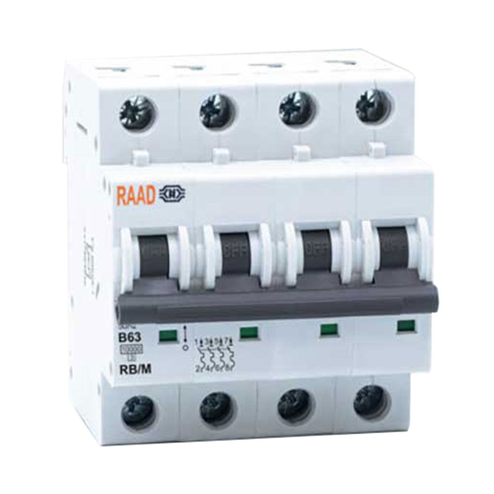 کلید مینیاتوری 4 پل 63 آمپر RB-M-4P-B63-10KA رعد