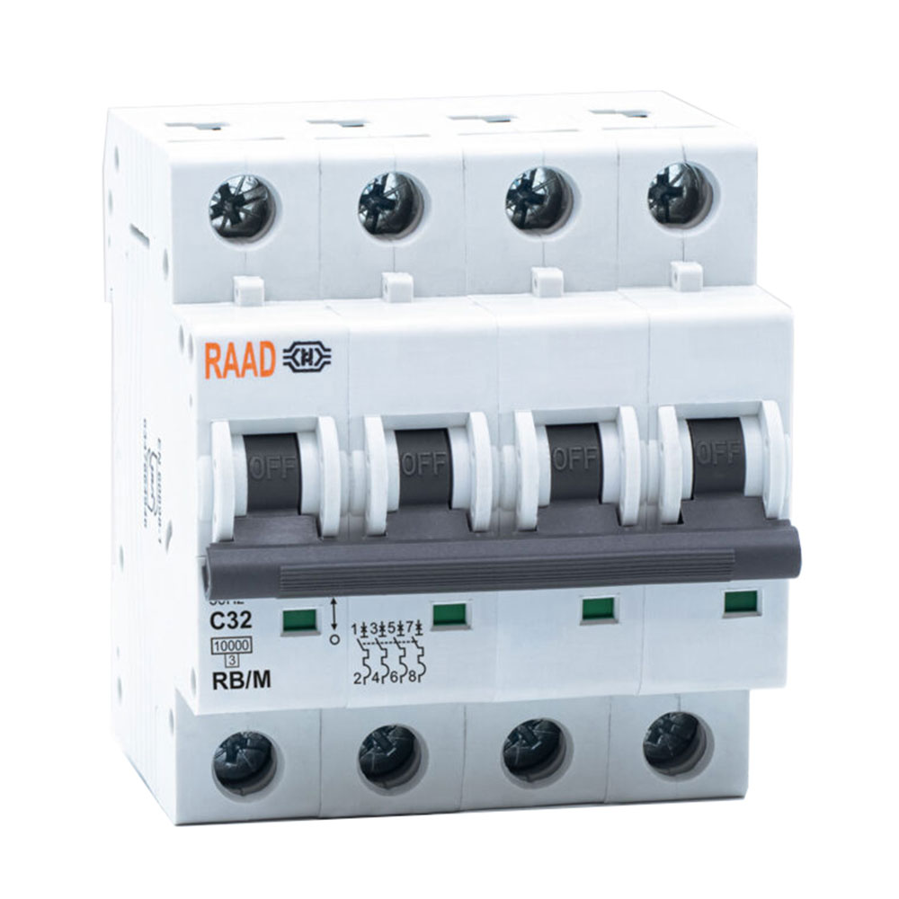 کلید مینیاتوری 4 پل 32 آمپر RB-M-4P-C32-10KA رعد