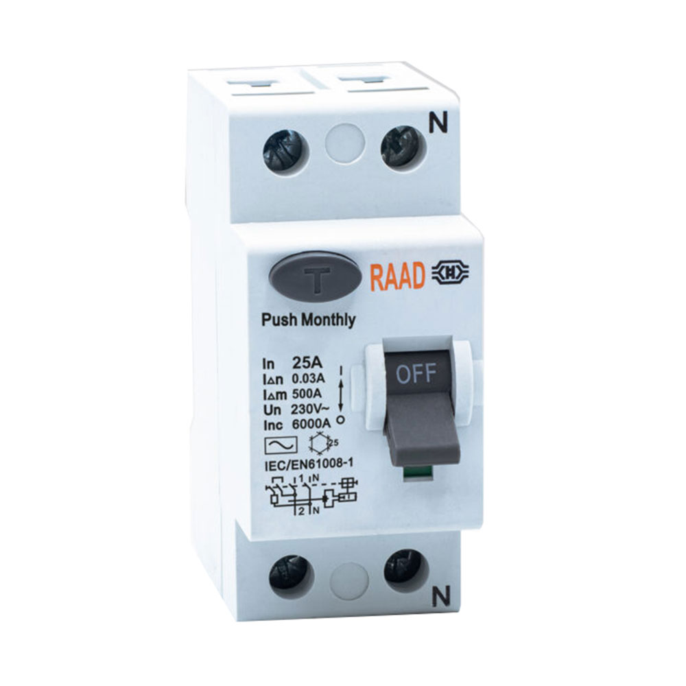 کلید محافظ جان 2 پل 25 آمپر RBRC-2P-25A-6kA رعد