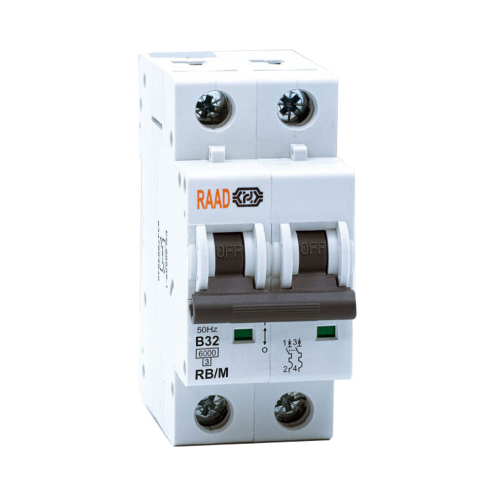 کلید مینیاتوری 2 پل 32 آمپر RB-M-2P-B32-6KA رعد