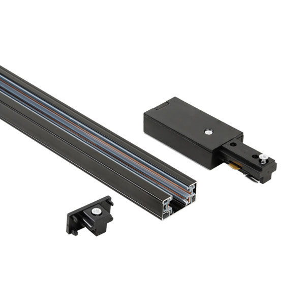 ریل 1 متری روکار تکفاز همراه ورودی برق و درپوش مازی نور