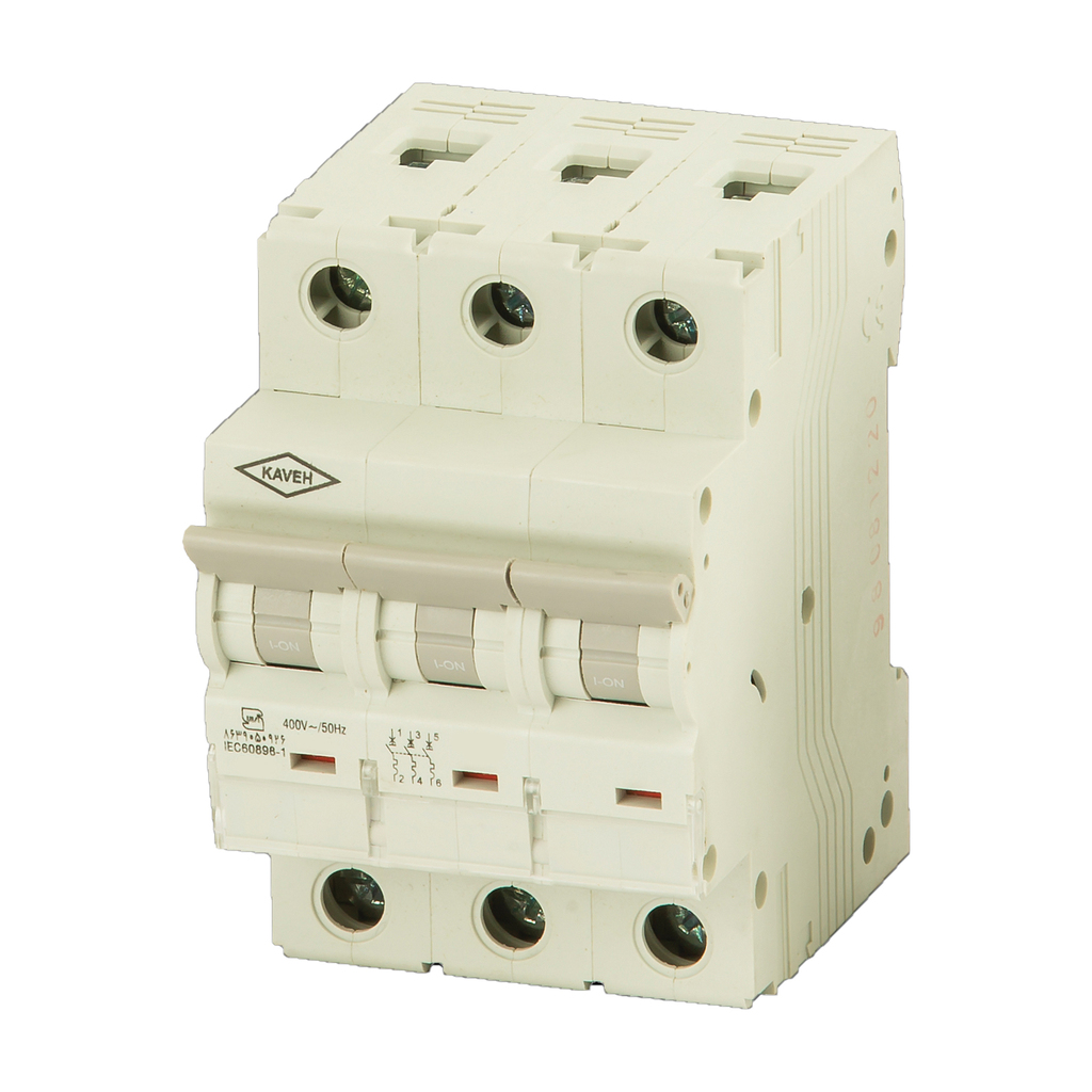 کلید مینیاتوری 63 آمپر سه فاز AC الکترو کاوه کد 63A-4.5KA-3P