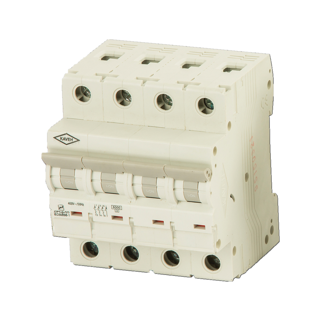 کلید مینیاتوری 32 آمپر چهار پل AC الکترو کاوه کد 32A-6KA-4P