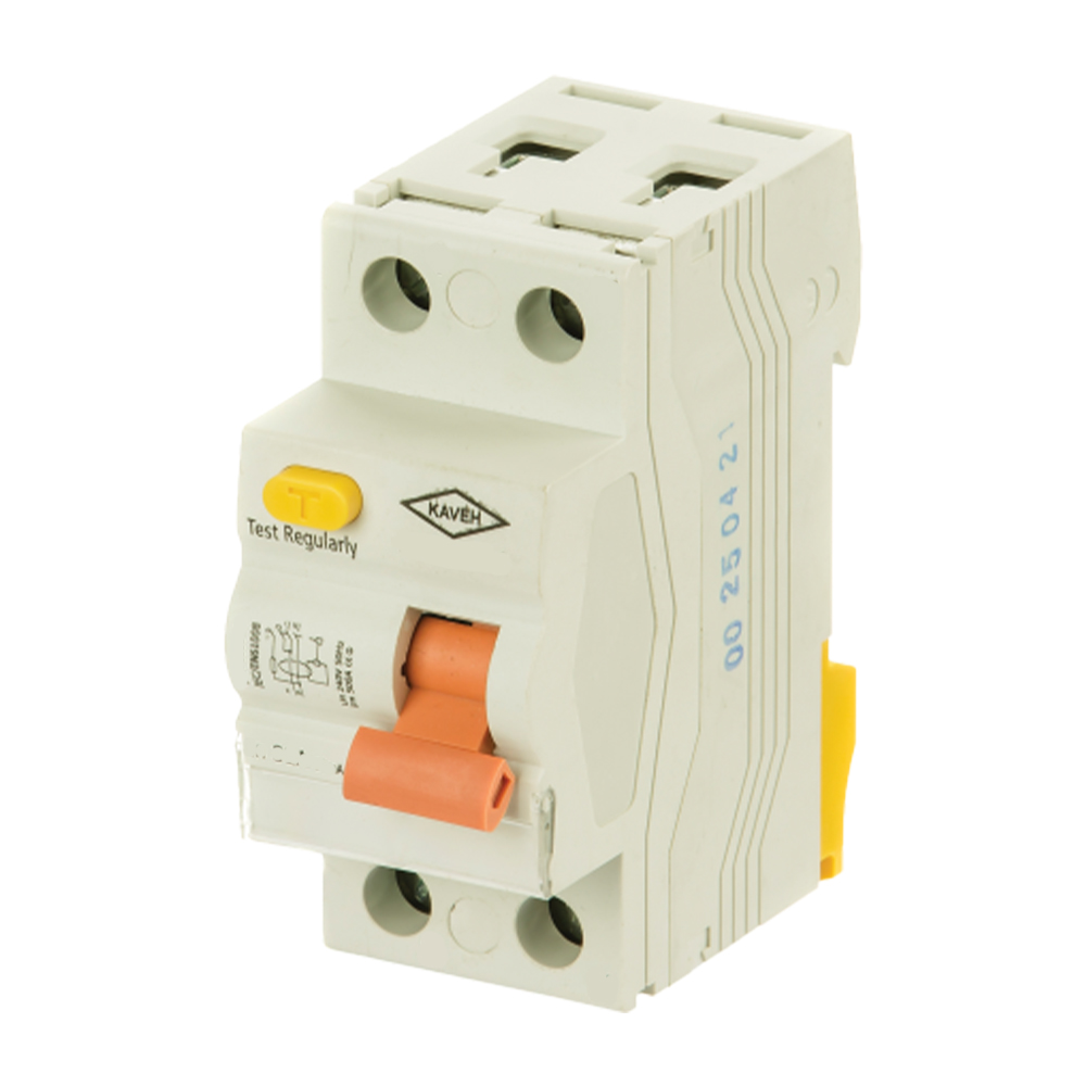 کلید محافظ جان ترکیبی دو پل 25 آمپر الکترو کاوه کد 25A-6KA